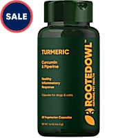 Rooted Owl Natural Supplements Turmeric Vegan Capsules with Black Pepper for Dogs and Cats