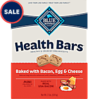 Blue Buffalo Health Bars Oven-Baked with Natural Ingredients, Bacon, Egg & Cheese Mini Crunchy Dog Biscuits