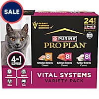 Purina Pro Plan Vital Systems Chicken, Turkey and Salmon Entree Wet Cat Food 4-in-1 Variety Pack