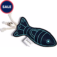 Jupiter Black Embroidered Felt Fish Catnip Toy
