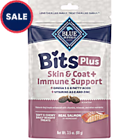 Blue Buffalo Soft & Chewy Salmon Morsels BLUE Bits Plus Skin & Coat and Immune Support Daily Benefit Dog Treats