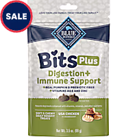 Blue Buffalo Soft & Chewy Chicken, Pumpkin Morsels Bits Plus Digestion & Immune Support Daily Benefit Dog Treats