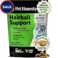 Pet Honesty Hairball Support Crunchy & Creamy Chicken Chews for Cats
