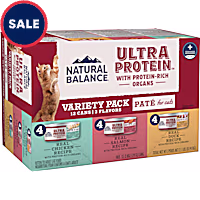 Natural Balance Ultra Protein Chicken, Duck and Salmon Wet Cat Food Pate Variety Pack