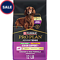 Purina Pro Plan AdvantEDGE Senior Support Plus Small Breed Shredded Blend Chicken and Rice Formula Dry Dog Food