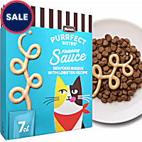 Merrick Purrfect Bistro Seafood Bisque with Lobster Recipe Sauce Wet Cat Treats for Snacking or Food Topper
