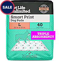 Pet Life Unlimited Large Smart Print Dog Pads, 22" X 22", Count of 40