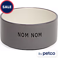 EveryYay Nom Nom Gray Ceramic Dog Bowl