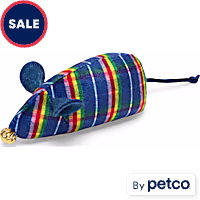 Merry Makings Blue Plaid Mouse Cat Toy