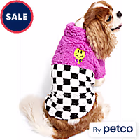 YOULY Pop Art Smiley Checkered Pet Zip-Up Fleece
