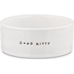 cat food and water bowls