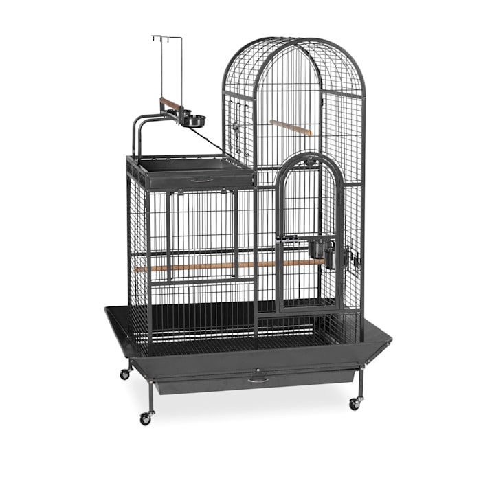 Prevue Pet Products Signature Series Deluxe Parrot Cage with Playtop Area Wrought Iron Bird Cage in Black