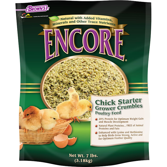 Brown's Encore Natural Chick Starter Grower Crumbles Poultry Feed, 7 lbs