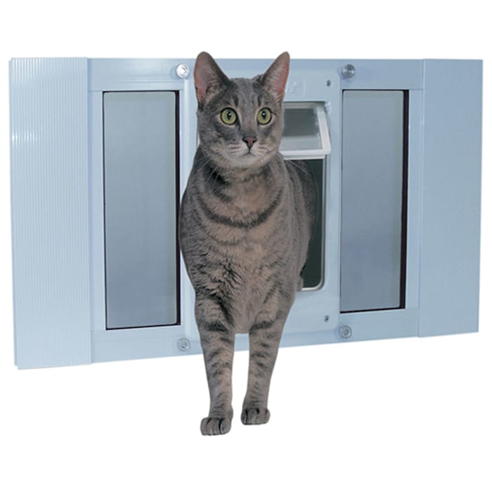 Ideal Pet Products Aluminum Sash ChubbyKat Flap Pet Door Medium White 1.25  x 33  x 15.06
