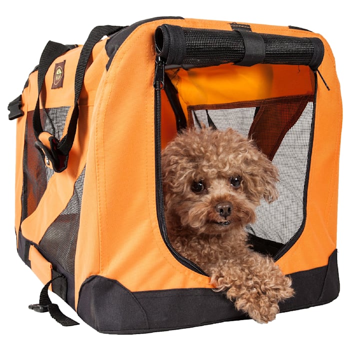 Pet Life Folding Zippered 360 Degree Vista View House Pet Crate in Orange, 27" L x 20" W x 20" H