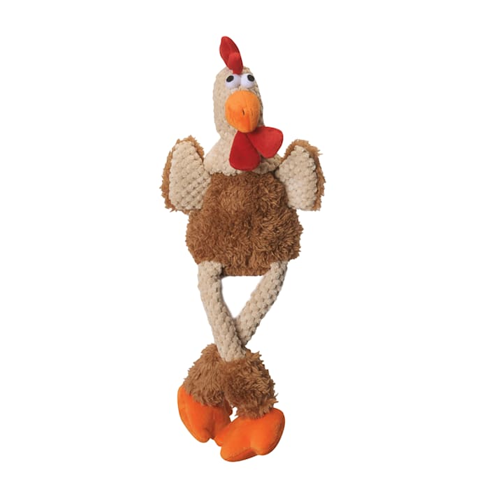 goDog Checkers Skinny Rooster Dog Toy, Small