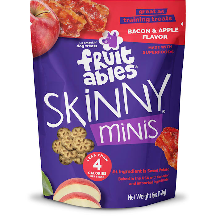 Fruitables Skinny Mini Dog Treats Apple Bacon Flavor  5 oz