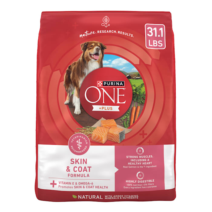 ( Best by: Jun 2026) Purina ONE Plus Dry Dog Food Skin & Health Formula  High Protein Rich Natural Salmon  31.1 lb Bag