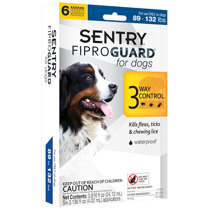 Photos - Dog Medicines & Vitamins Sentry FIPROGUARD Dog & Puppies 89 to 132 lbs. Topical Flea & Tick Treatment, 6 Month Supply 