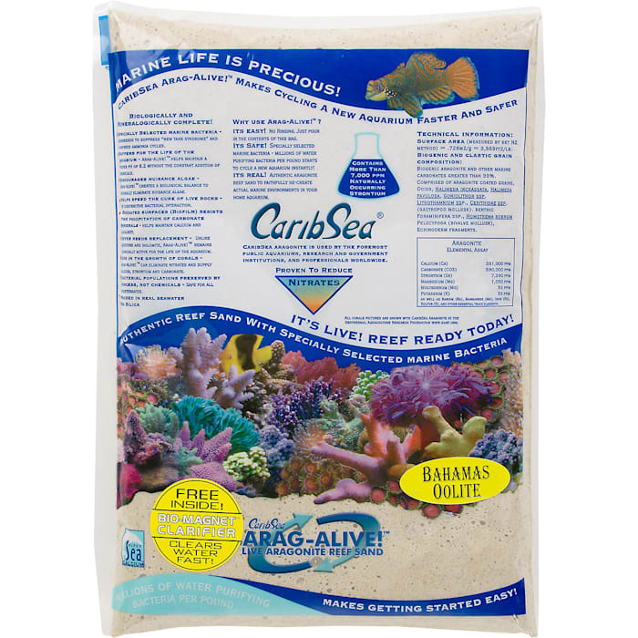 CaribSea Arag-Alive Bahamas Oolite Aquarium Sand, Tan, 20 lbs