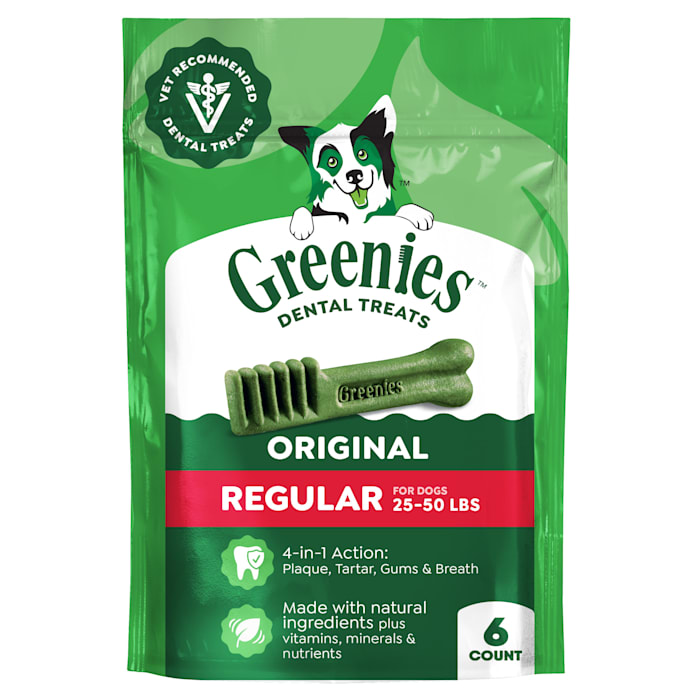 Greenies Original Regular Natural Dry Dental Treats for Dogs  6 oz Pack (6 Treats)