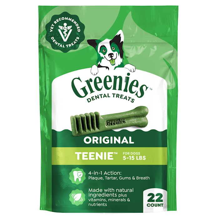 Greenies Original Teenie Natural Dry Dental Treats for Dogs  6 Oz Pack (22 Treats)