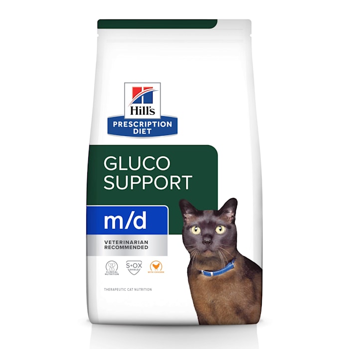 Hill's Prescription Diet m/d Gluco Support Chicken Flavor Dry Cat Food, 4 lbs.