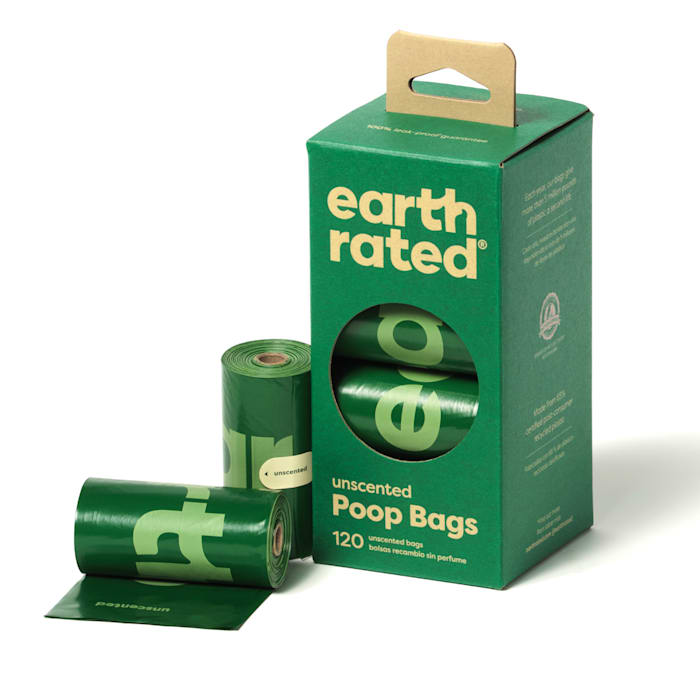 Earth Rated Unscented Leakproof Dog Poop Bags on 8 Single Refill Rolls, 120 Count, Green
