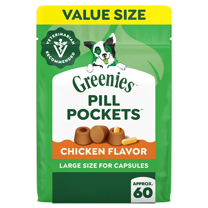 Greenies Pill Pockets Capsule Size Soft Chicken Flavor for Large Dog Treats, 15.8 oz., Count of 60