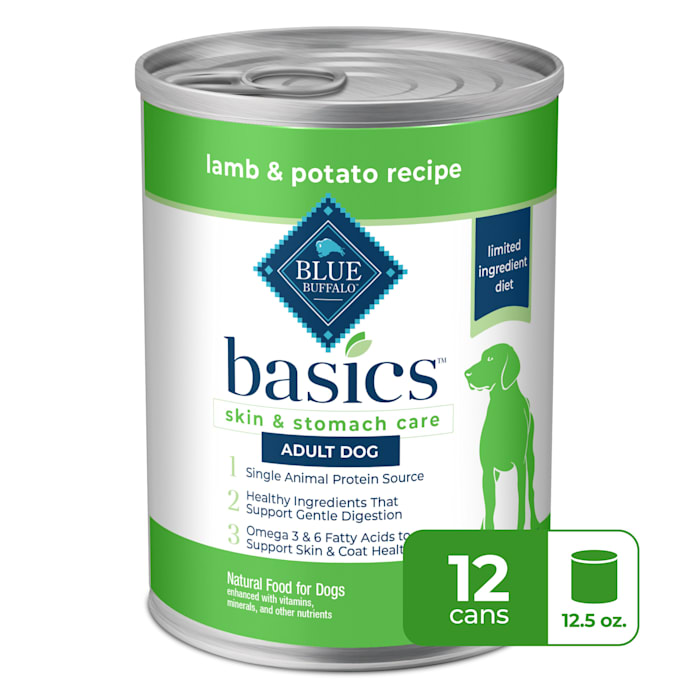 Blue Buffalo Basics Grain-Free, Lamb, Adult Wet Dog Food, 12.5 oz., Case of 12