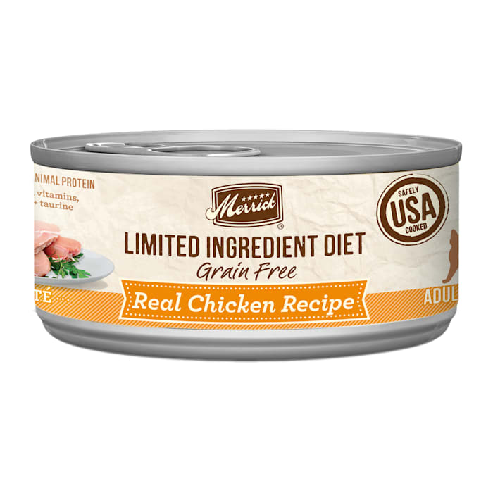 Merrick Limited Ingredient Diet Premium Grain Free Real Chicken Recipe Natural Canned Pate Wet Cat Food, 2.75 oz.