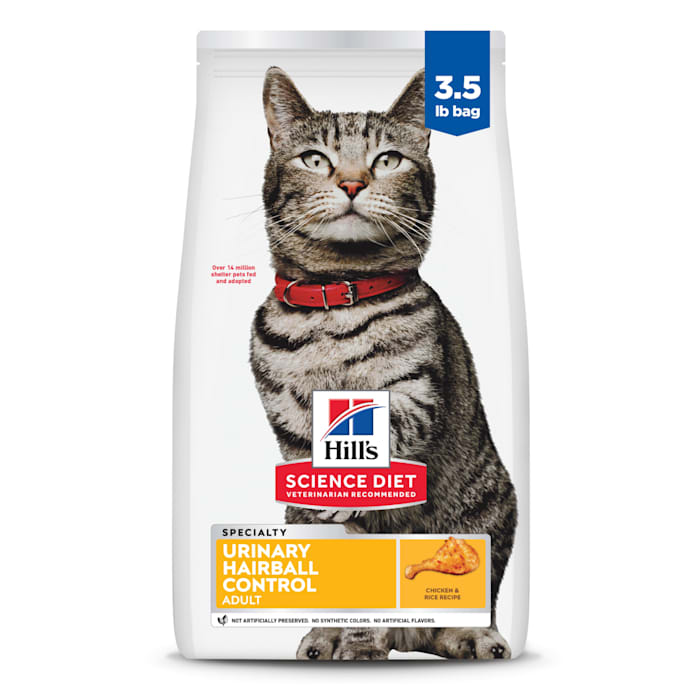 Hill's Science Diet Adult Urinary & Hairball Control Chicken Recipe Dry Cat Food, 3.5 lbs.