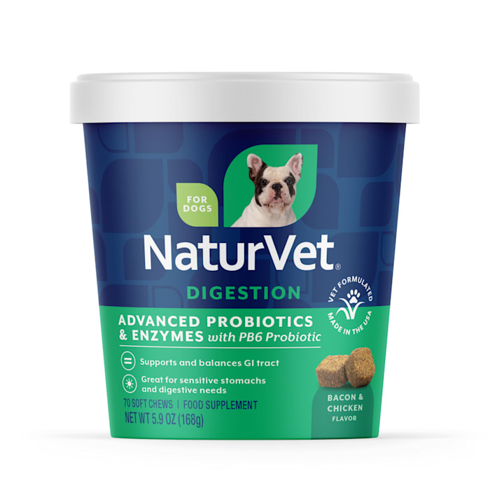 NaturVet Advanced Probiotics & Enzymes Plus Vet Strength PB6 Probiotic Soft Chews for Dogs, 5.9 oz., Count of 70