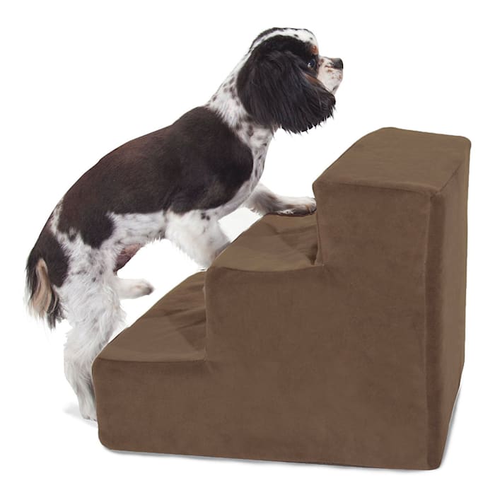 Majestic Pet Products 3-Step Chocolate Suede Pet Stairs, Brown