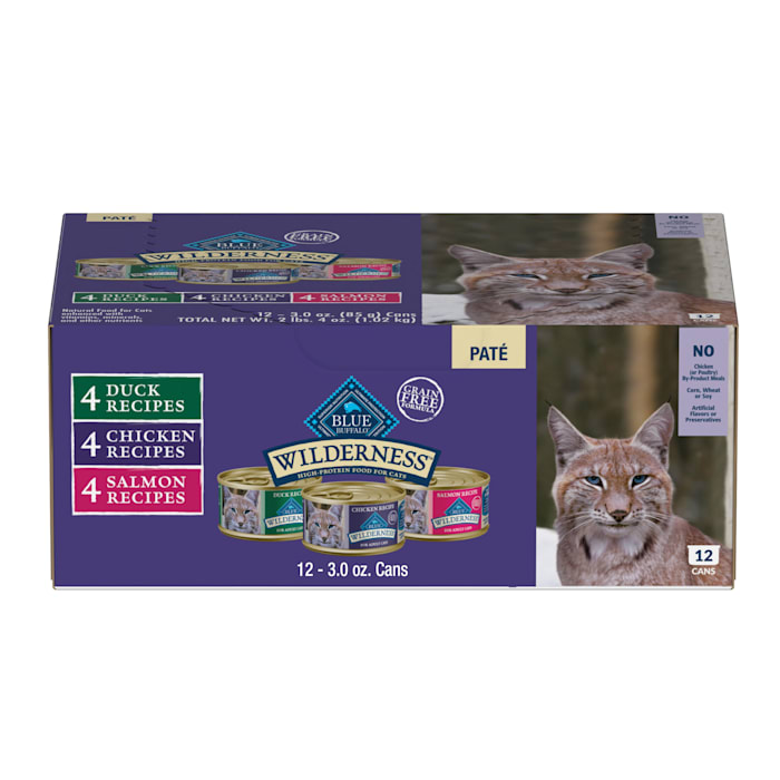 Photos - Cat Food Blue Buffalo Wilderness Natural Adult Chicken, Salmon, Duck Pate Variety Pack Wet , 3 oz., Count of 12 