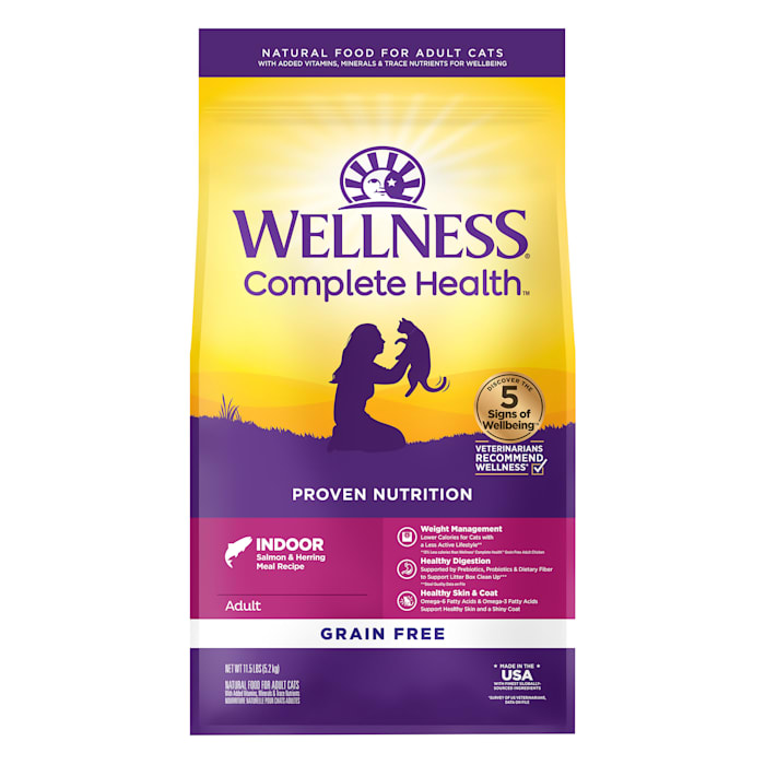 Wellness Complete Health Natural Grain Free Salmon & Herring Indoor Dry Cat Food 11.5 Pound Bag