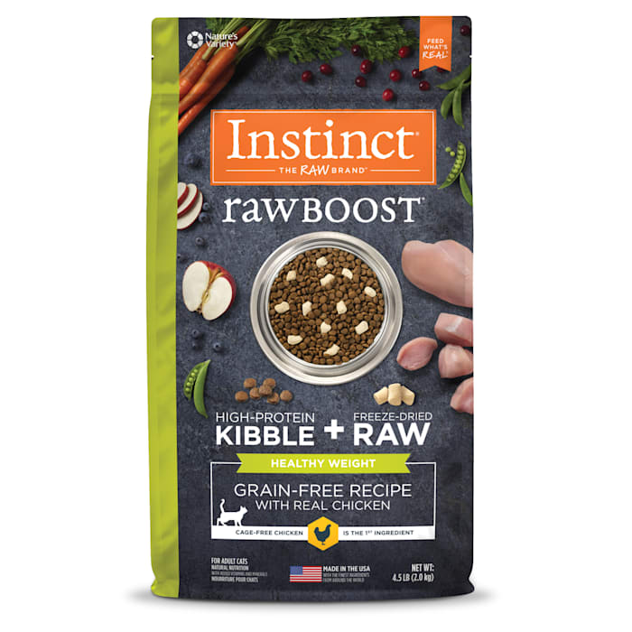 BEST BY SEP/03/2025))Instinct Raw Boost Healthy Weight Grain-Free Recipe with Real Chicken Natural Dry Cat Food by Nature s Variety  4.5 lb. Bag