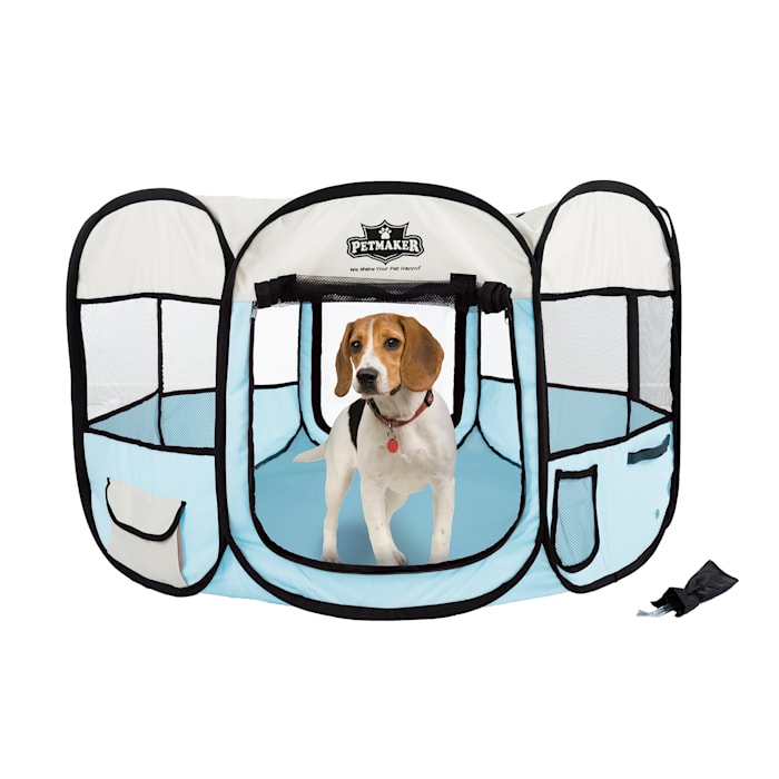 PETMAKER Portable Pop Up Pet Play Pen-Blue, Medium