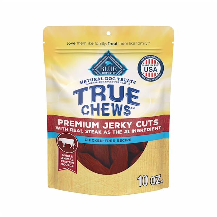 Blue Buffalo True Chews Made in the USA with Natural Ingredients, Beef Premium Jerky Cuts Dog Treats, 10 oz.
