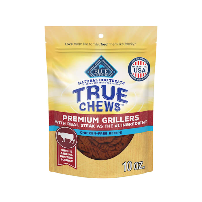 Blue Buffalo True Chews Made in the USA with Natural Ingredients, Steak Premium Grillers Dog Treats, 10 oz.