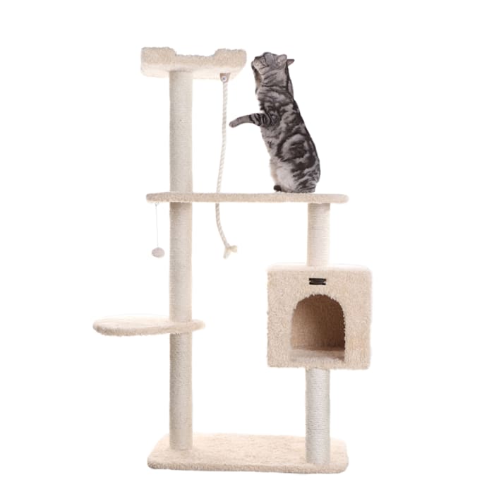 Armarkat Real Wood Cat Tree Three Levels and a Box Condo, 57" H