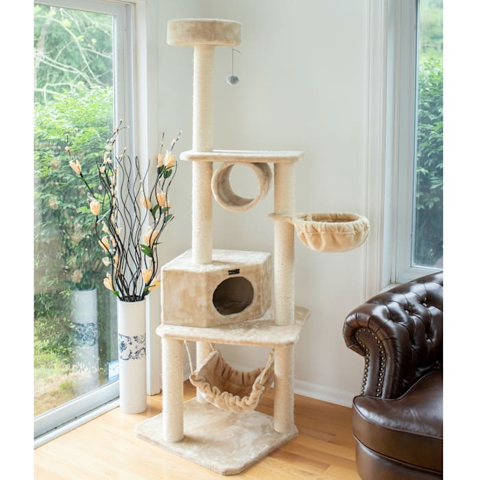 Armarkat Beige Classic Real Wood Cat Tree Model A7204, 72" H
