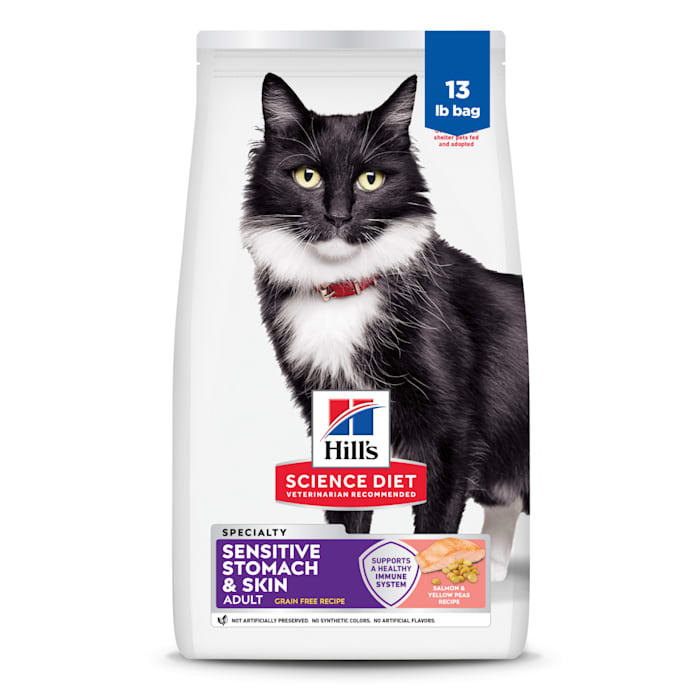 Hill s Science Diet Adult Sensitive Stomach & Skin Grain Free Dry Cat Food Salmon & Yellow Pea Recipe 13 lb Bag