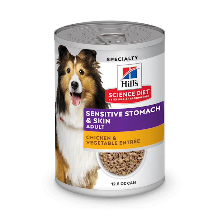 Hill's Science Diet Adult Sensitive Stomach & Sensitive Skin Chicken & Vegetable Entree Canned Dog Food, 12.8 oz.