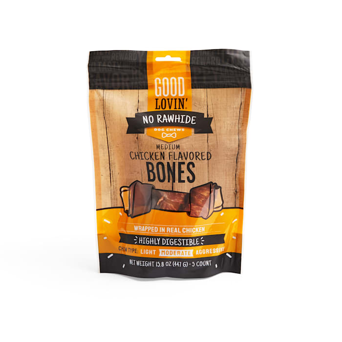 Good Lovin' No Rawhide Medium Chicken Flavored Dog Bones, 15.8 oz., Count of 5