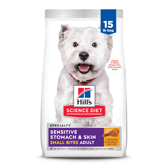 Hill's Science Diet Adult Sensitive Stomach and Skin Small Bites Dry Dog Food, Chicken Recipe, 15 lb. Bag (best before 04/2026