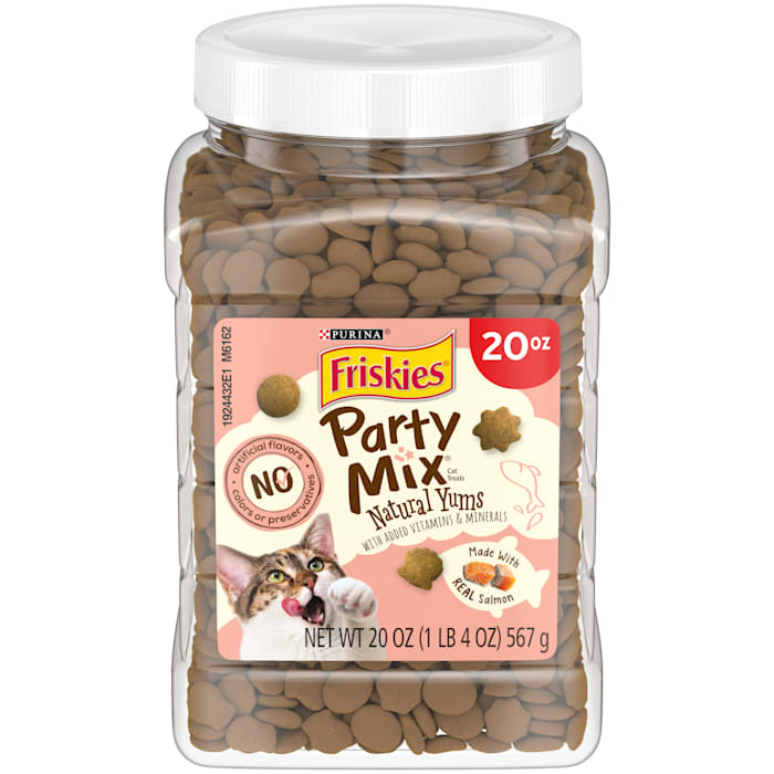 Purina Friskies Party Mix Salmon Natural Yums Seafood Flavor Crunchy Cat Treat - 20oz