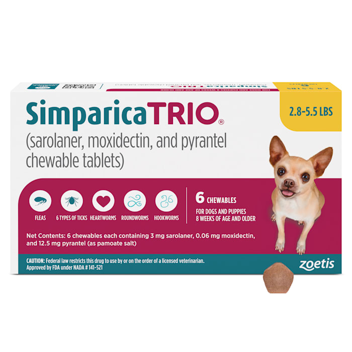 Simparica Trio for Dogs 2.8-5.5 lbs., 6 Month Supply