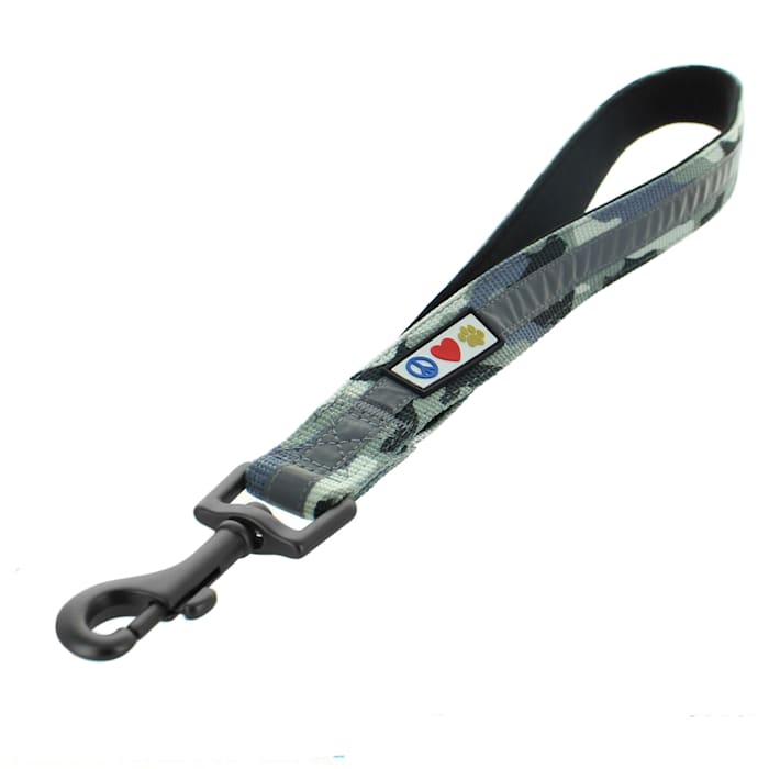 Pawtitas Reflective Training Padded Handle Short Leash, Camouflage Grey, 1 ft. Long, 1 in. Wide, Large