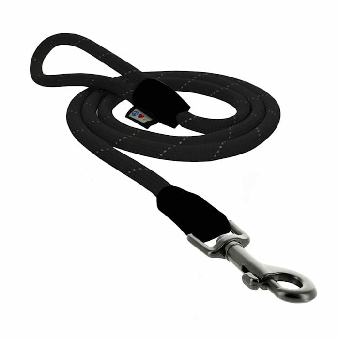 Pawtitas Rope Dog Leash, Black, 6 ft. Long, 0.63 in. Wide, XS/S